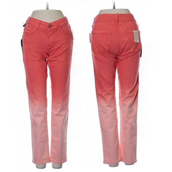 Mavi Orange Coral Ombre Serena Ankle Skinny Jeans - Picture 2 of 4